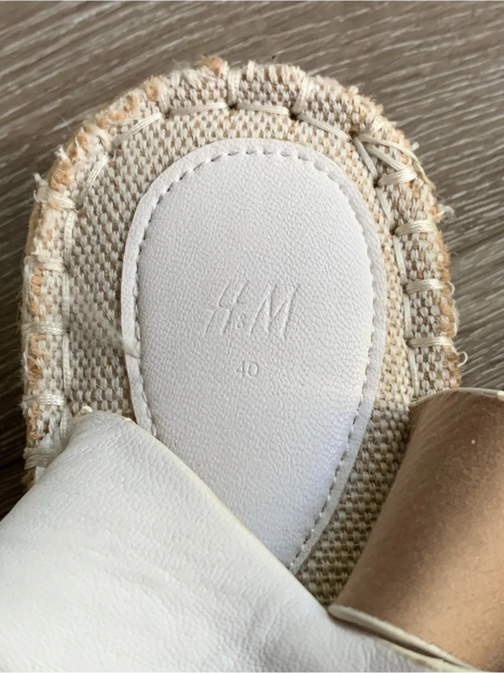 Divided by H&M White/Beige Solid Faux Leather Espadrille Sandals Womens 8.5